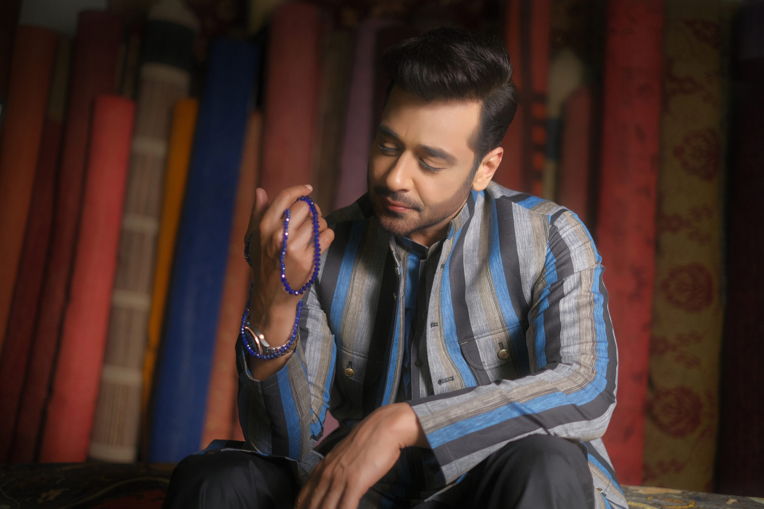 Grey and Blue Striped Suiting Waistcoat (2-Piece) - Image 1