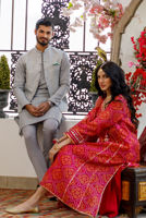 Grey Embroidered Cotton Kurta with Pajama (2-Piece) - Image 8