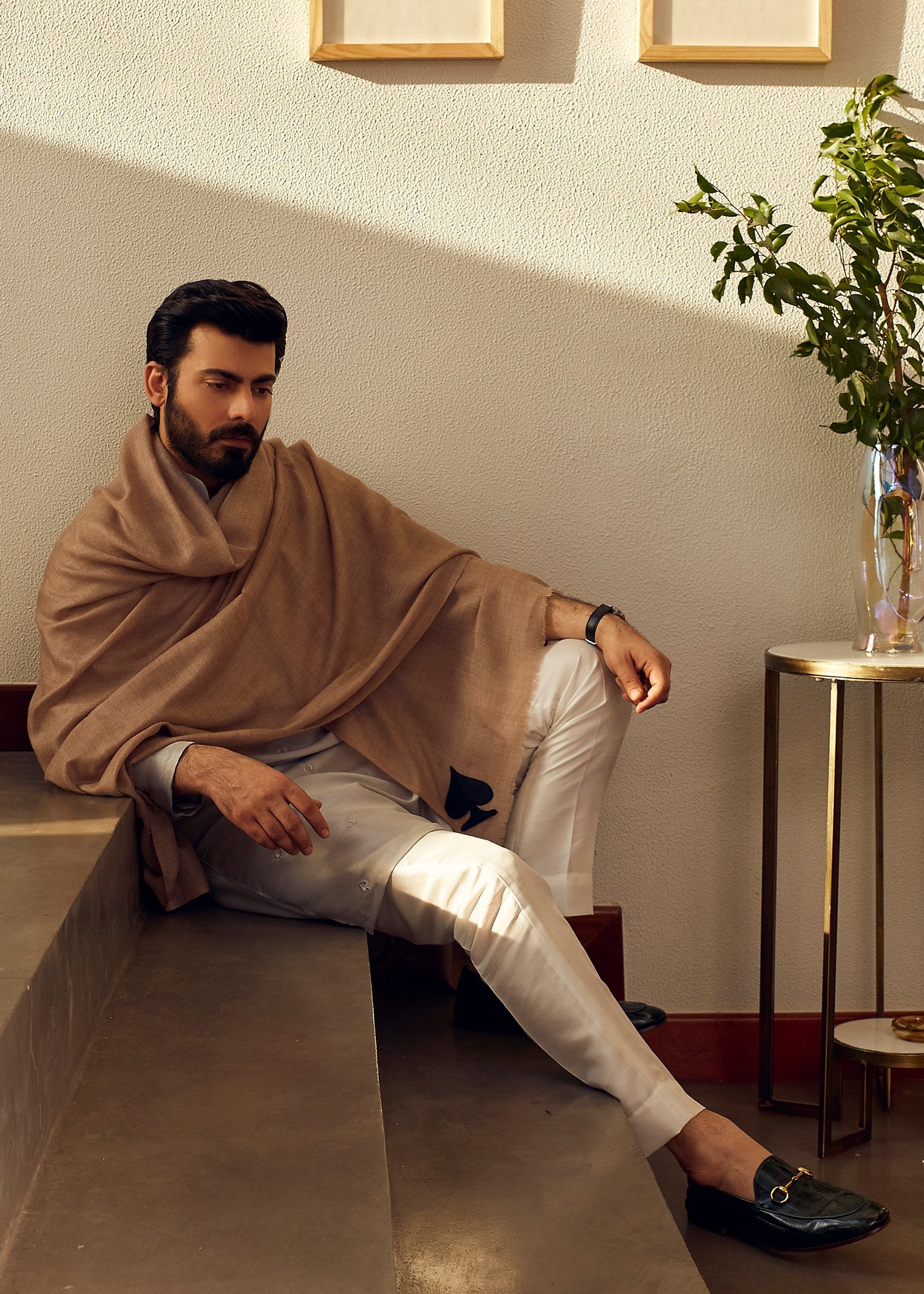 Steel Grey Embroidered Korean Rawsilk Kurta (3-Piece) - Image 2