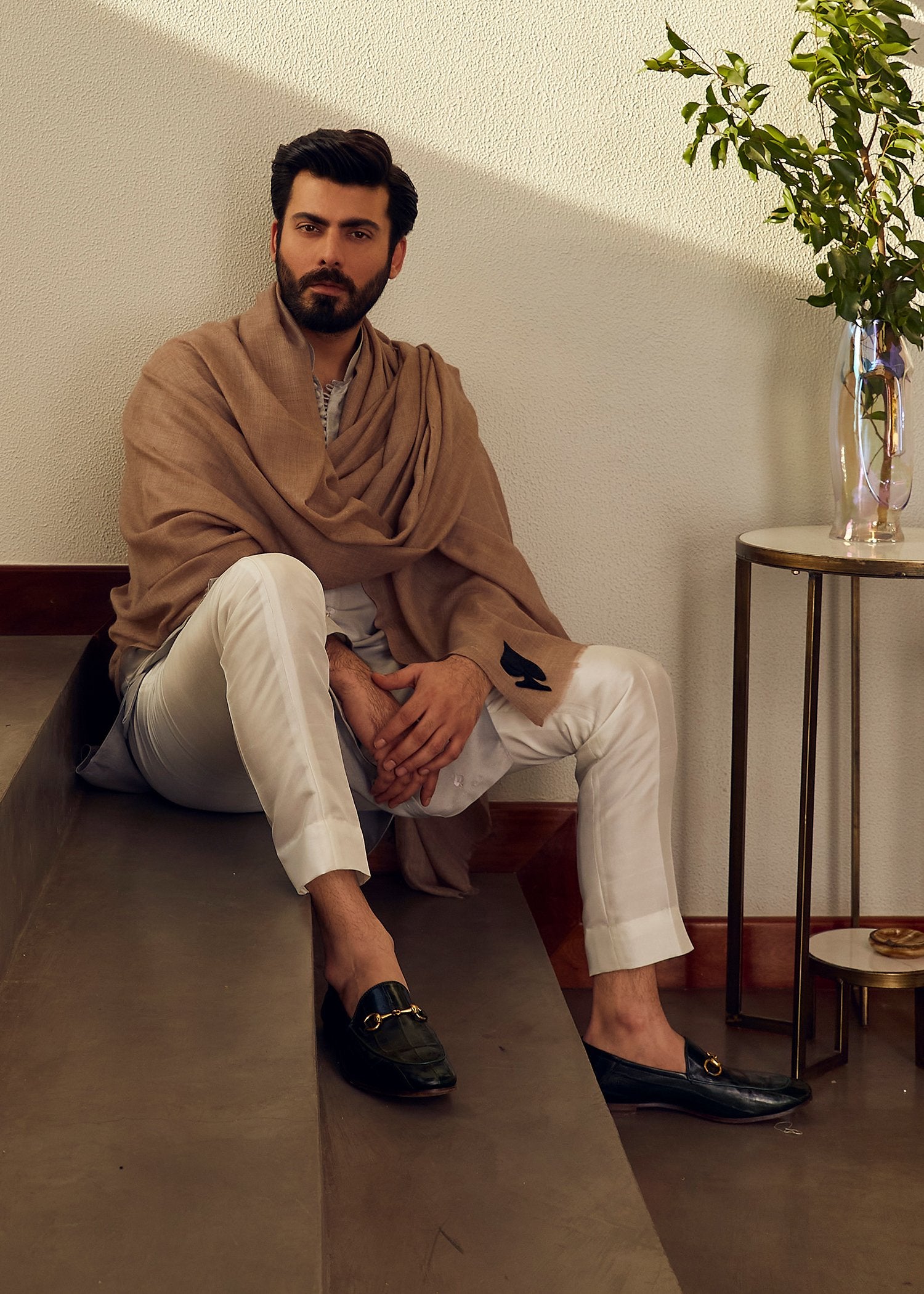 Steel Grey Embroidered Korean Rawsilk Kurta (3-Piece) - Image 3