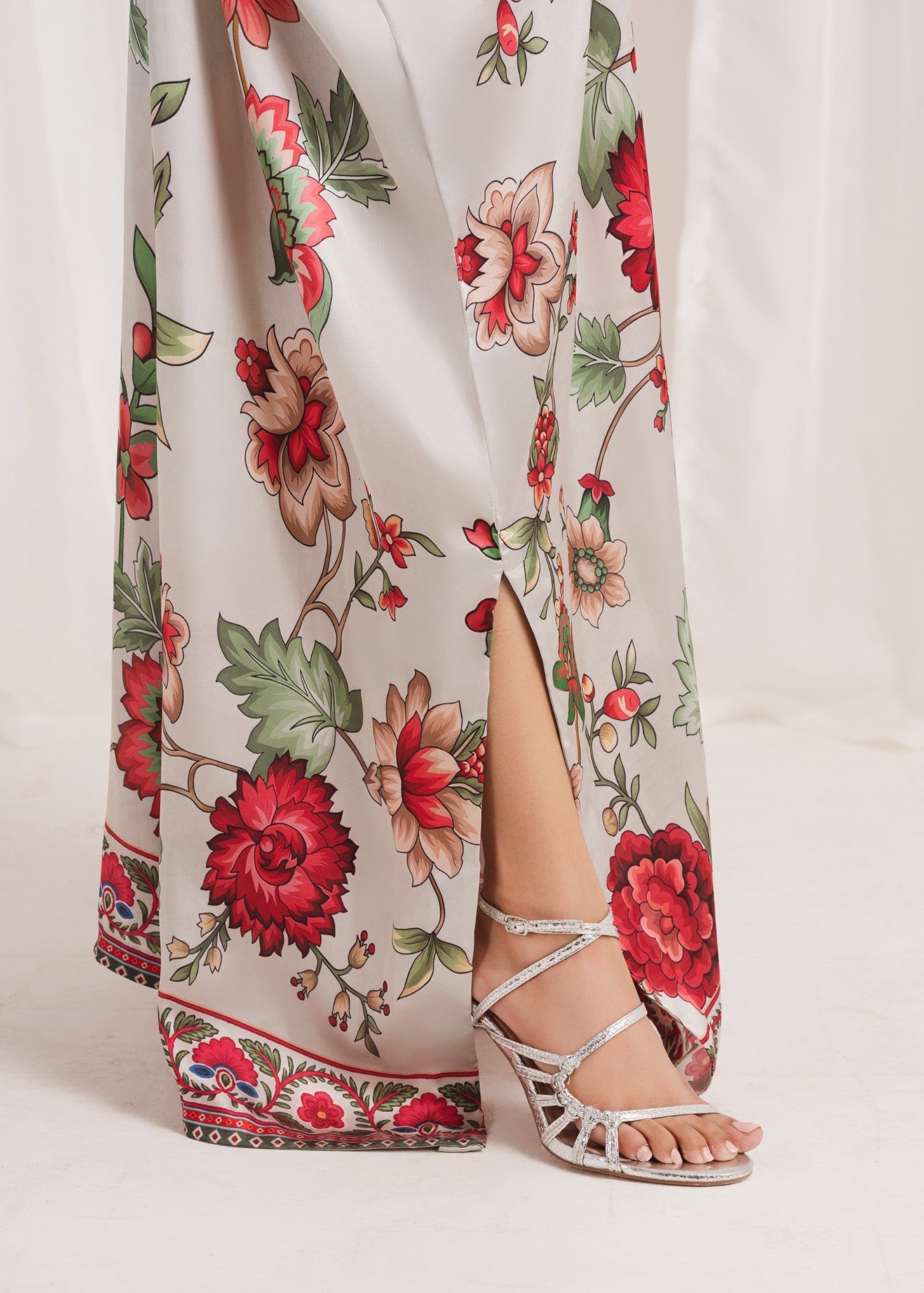 Grey Printed Silk Kaftan (1-Pc) - Image 9