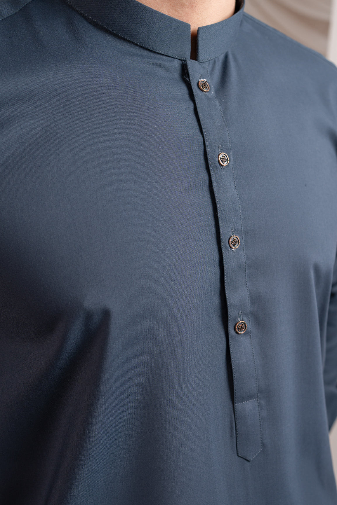 Charcoal Grey Blended Fabric Kurta Pajama (2-Piece) - Image 5