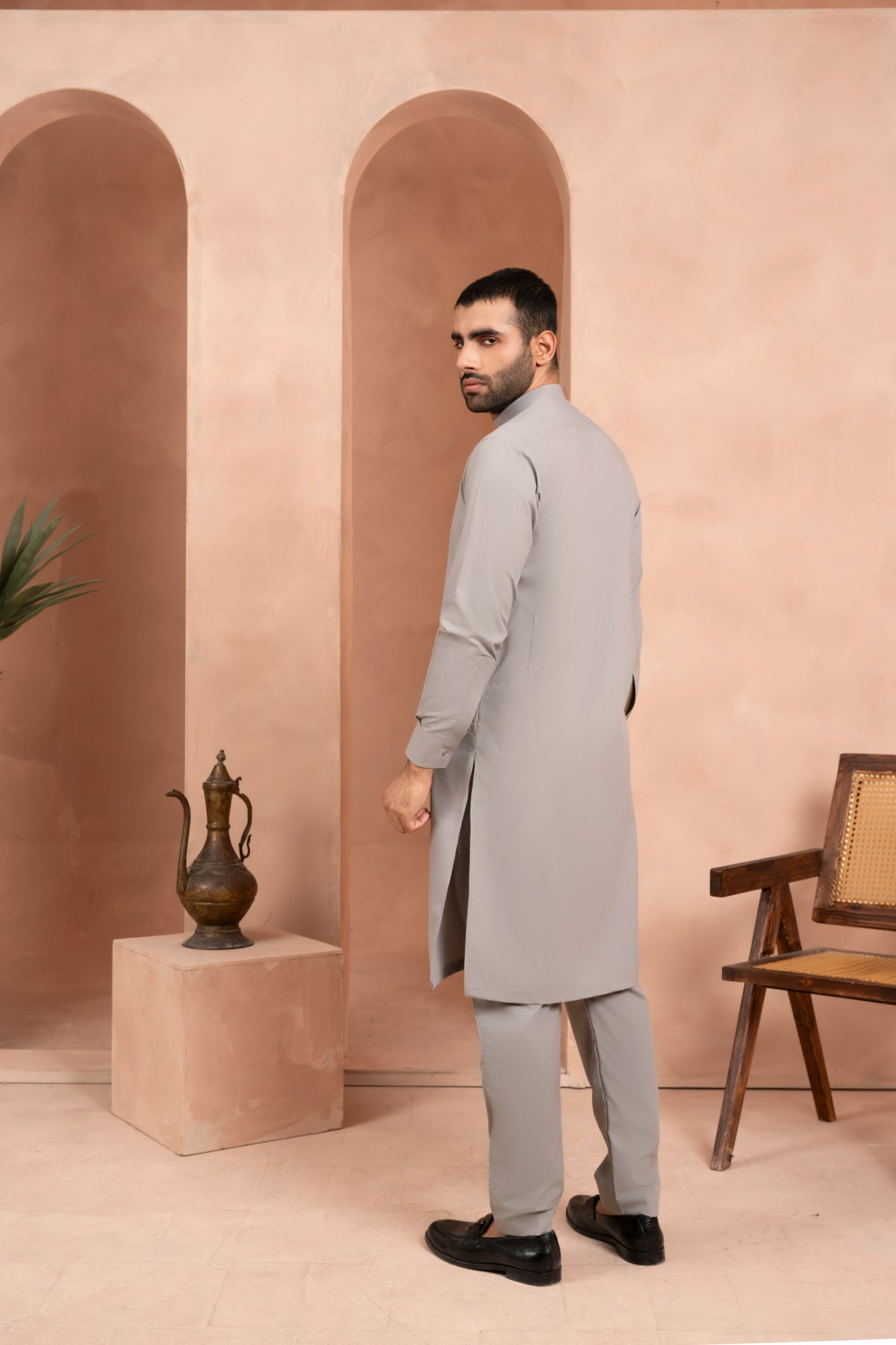 Steel Grey Blended Fabric Kurta Trouser (2-Piece) - Image 7