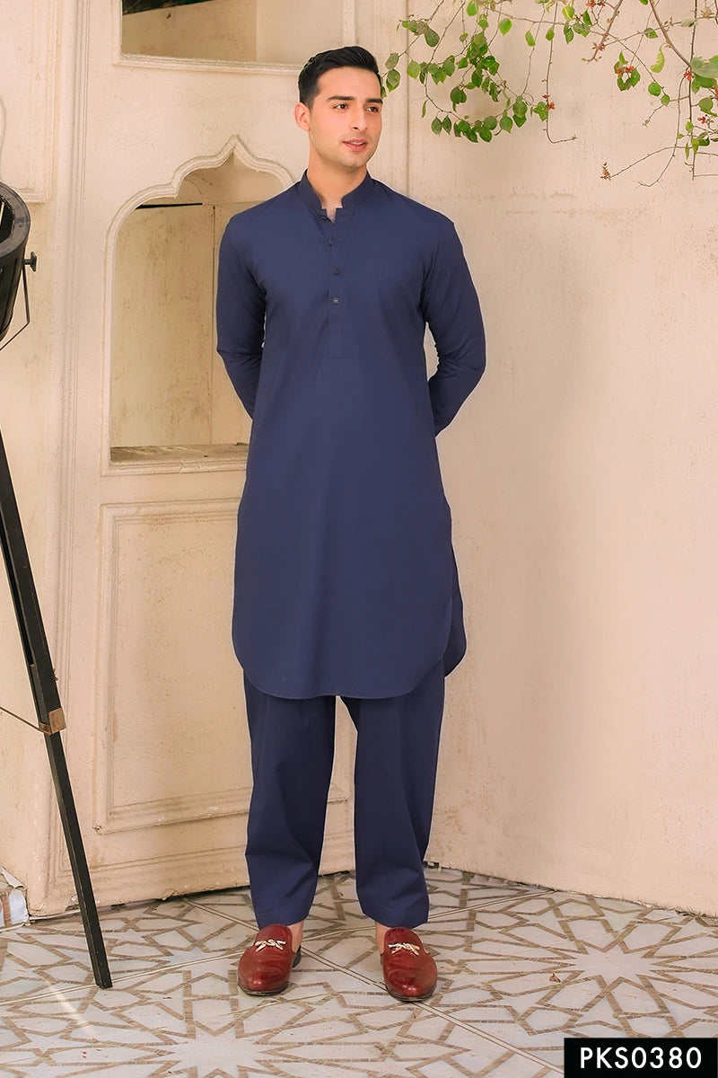 Charcoal Grey Cotton Kurta Trouser Set (2-Piece) - Image 1