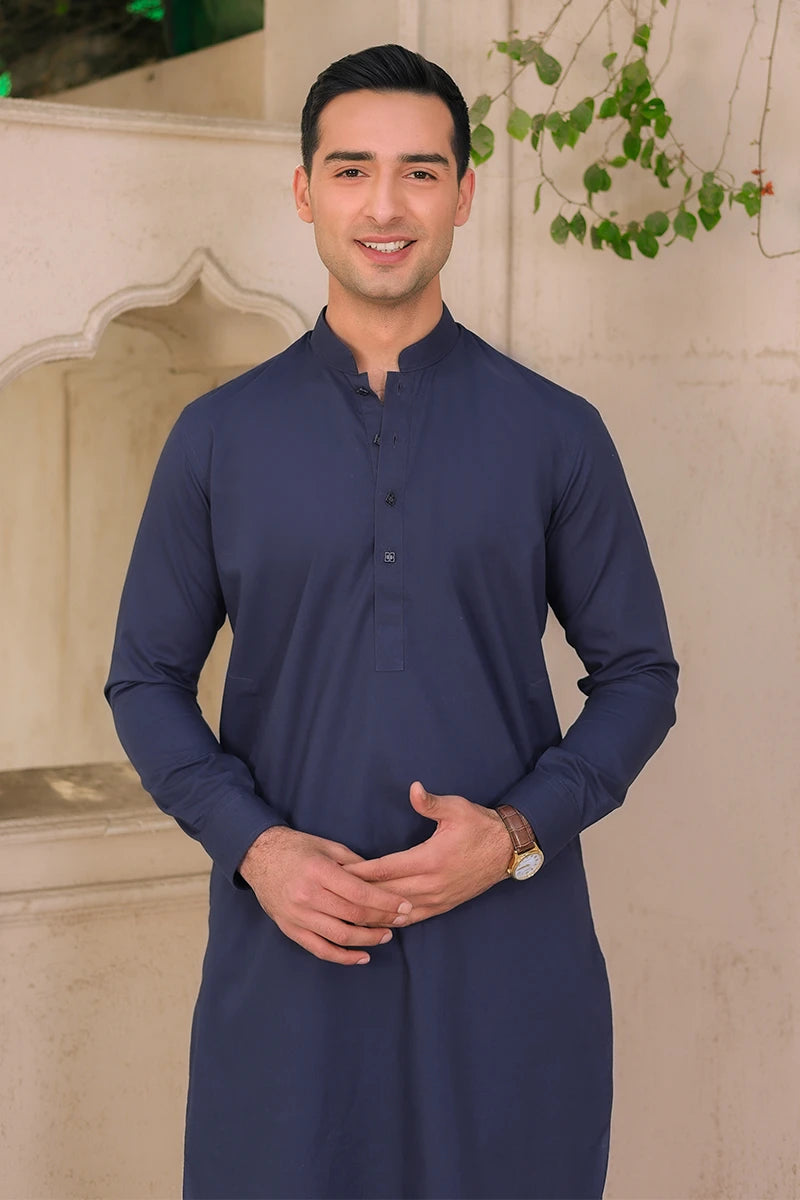 Charcoal Grey Cotton Kurta Trouser Set (2-Piece) - Image 2