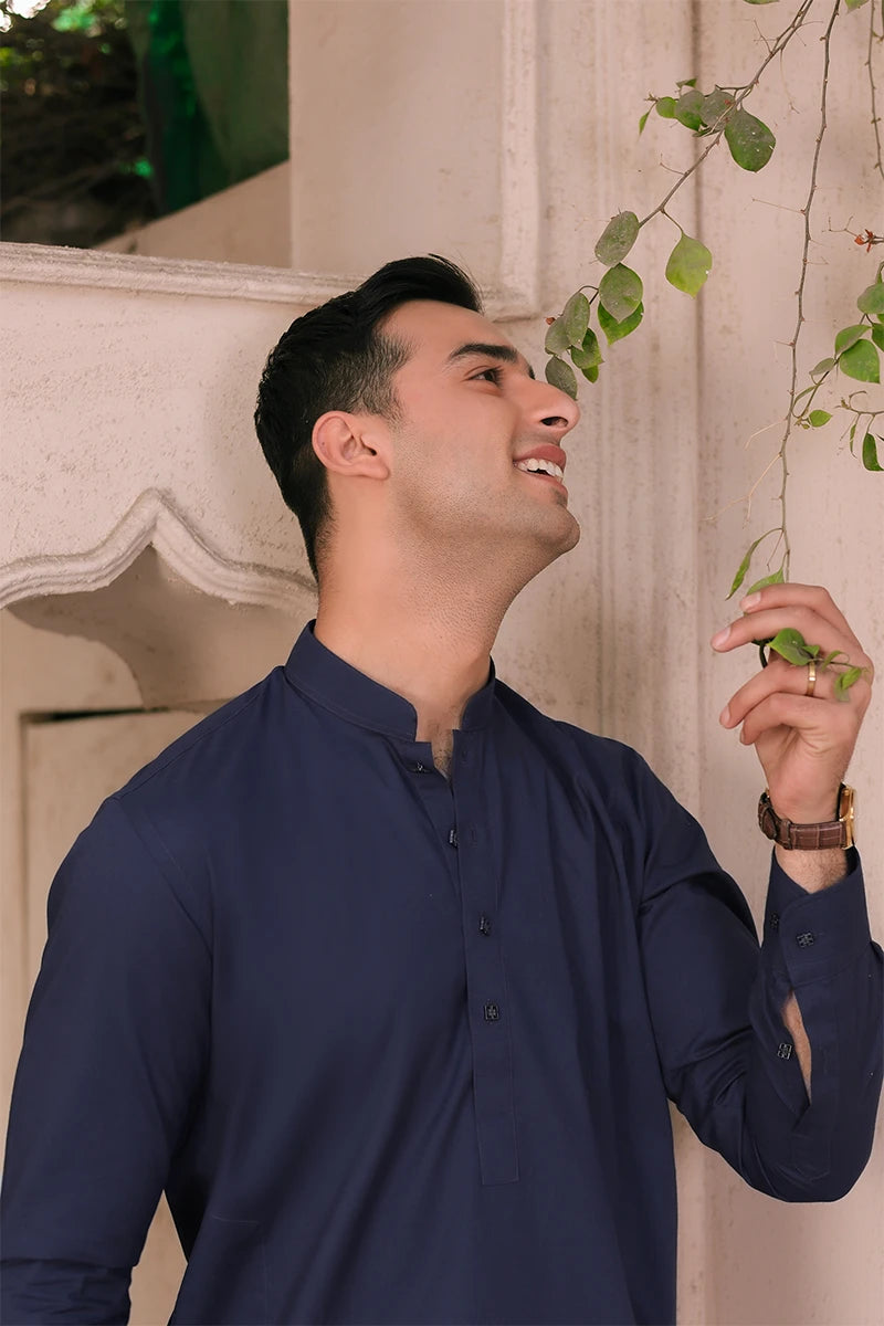 Charcoal Grey Cotton Kurta Trouser Set (2-Piece) - Image 3