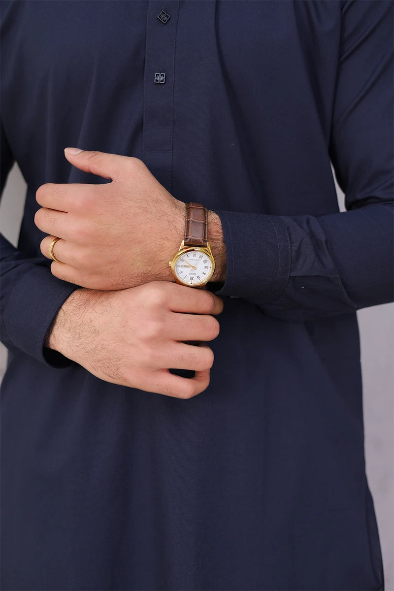 Charcoal Grey Cotton Kurta Trouser Set (2-Piece) - Image 4