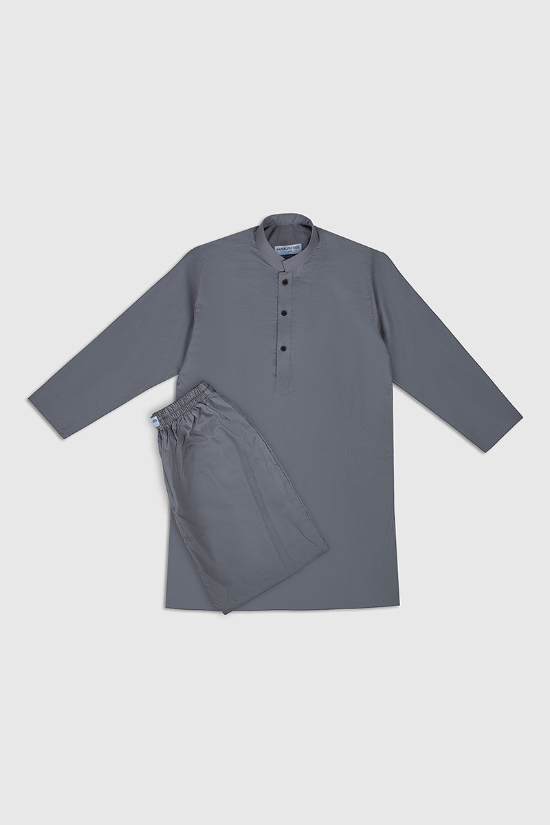 Light Grey Cotton Kurta Pajama Set (2-Piece) - Image 1