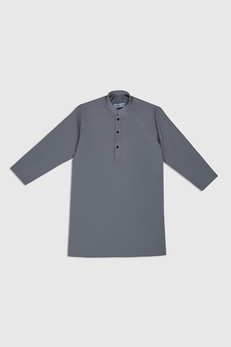 Light Grey Cotton Kurta Pajama Set (2-Piece) - Image 2