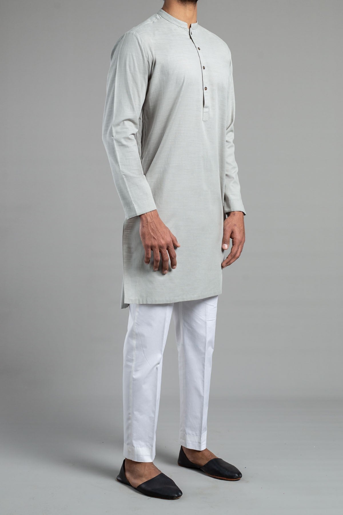 Light Grey Cotton Kurta Pajama (2-Piece) - Image 1