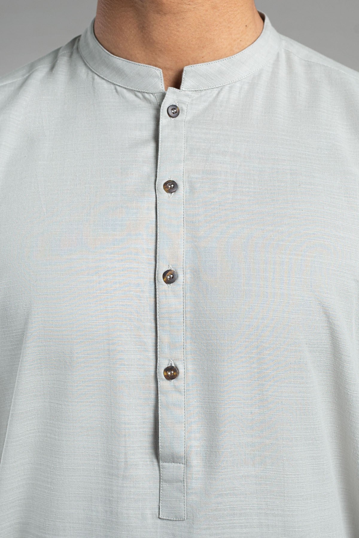 Light Grey Cotton Kurta Pajama (2-Piece) - Image 3