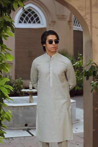 Grey Cotton Kurta Trouser Set (2-Piece) - Image 5