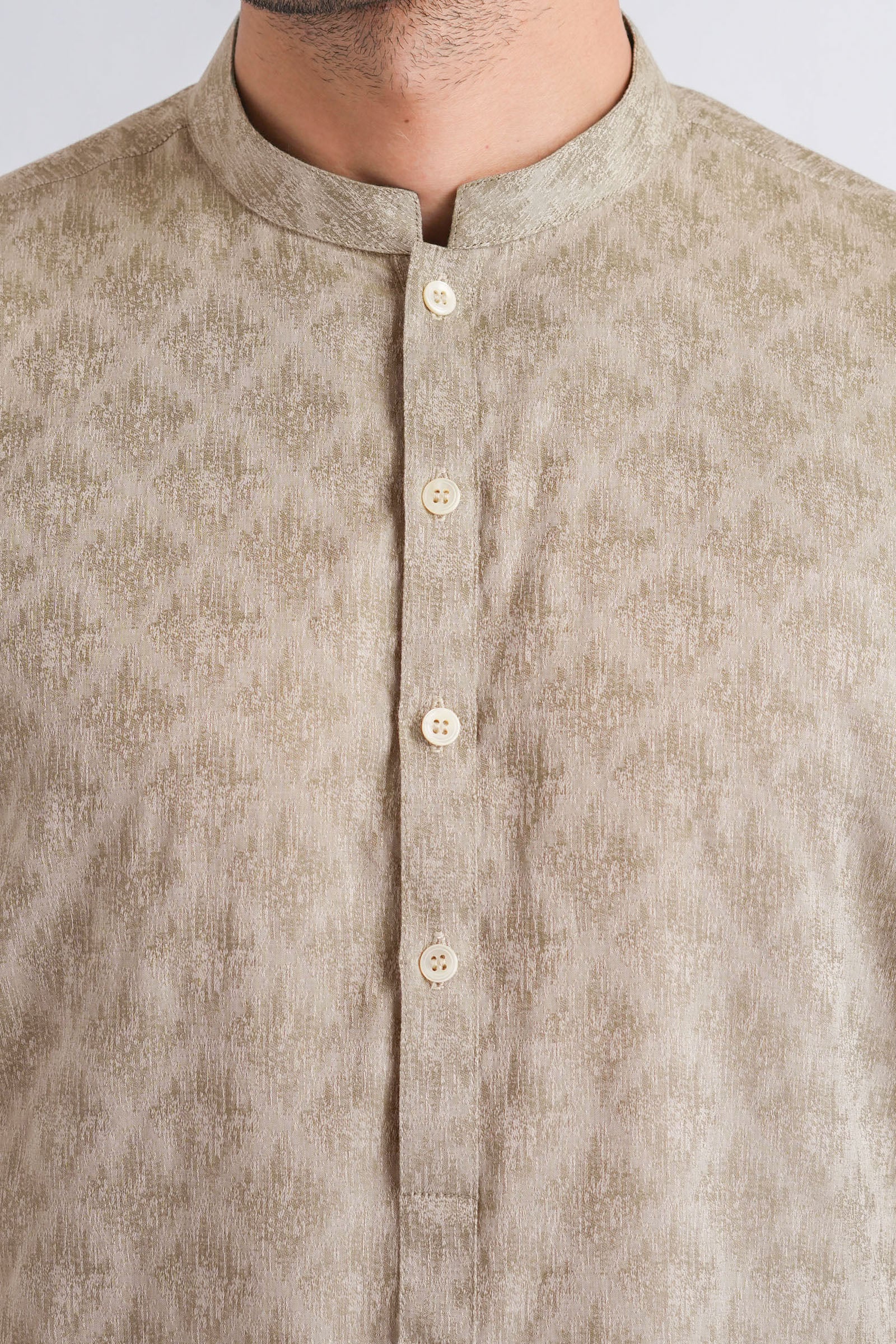 Light Grey Jacquard Kurta Trouser Set (2-Piece) - Image 2