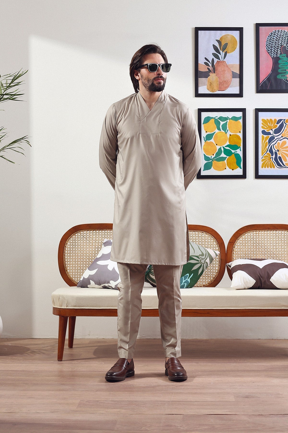 Grey Japanese Fabric Kurta Trouser (2-Piece) - Image 1