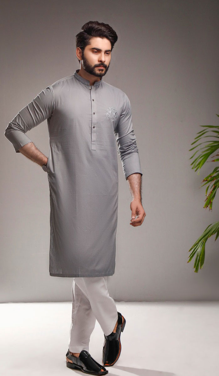 Lava Grey Karandi Kurta (2-Piece) - Image 1