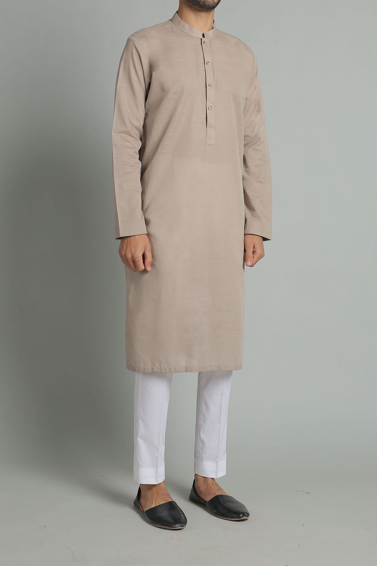 Grey Slub Khaddar Kurta (2-Piece) - Image 1
