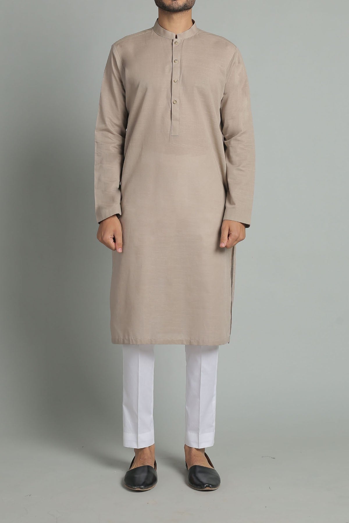 Grey Slub Khaddar Kurta (2-Piece) - Image 2