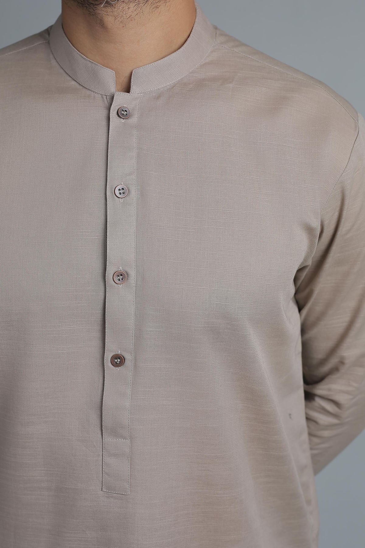 Grey Slub Khaddar Kurta (2-Piece) - Image 3