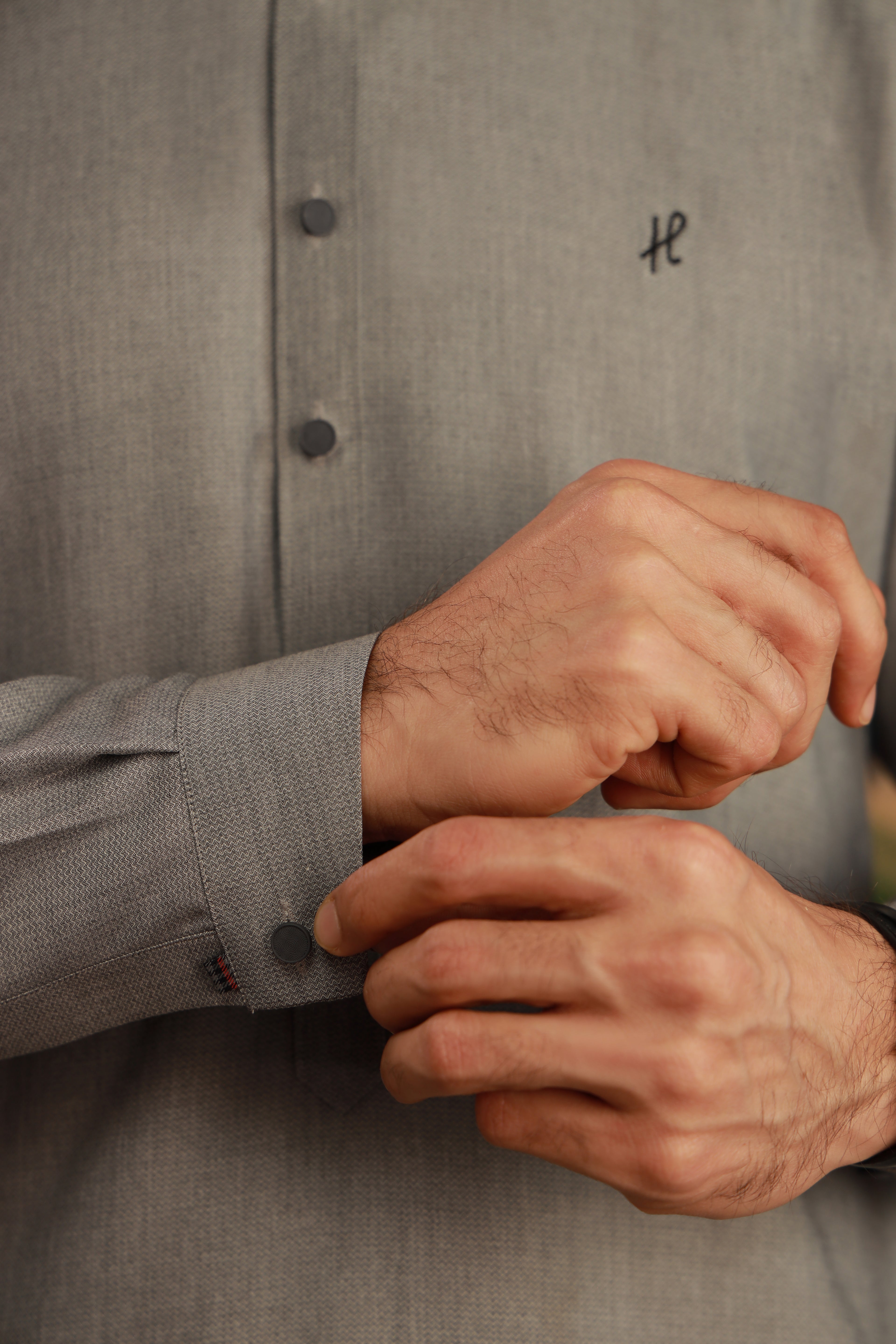 Light Grey Embroidered Wash & Wear Kurta Pajama (2-Piece) - Image 5