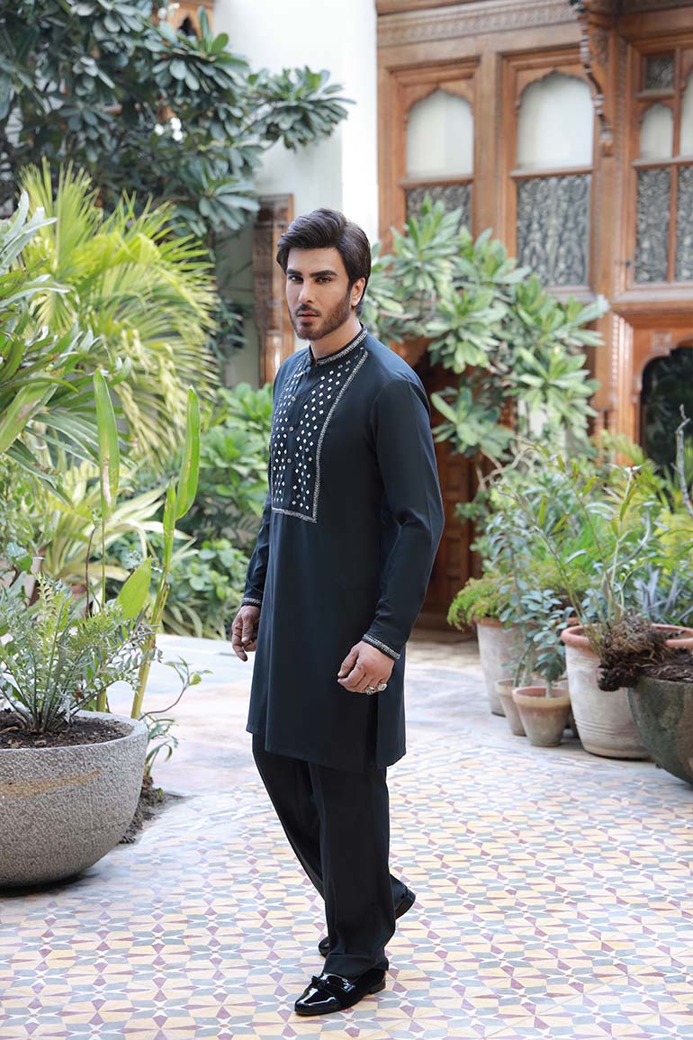 Grey Cut Dana & Sequin Kurta Pajama (2-Piece) - Image 4