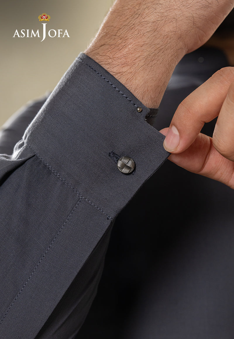 Pebble Grey Blended Fabric Kurta Shalwar (2-Piece) - Image 8