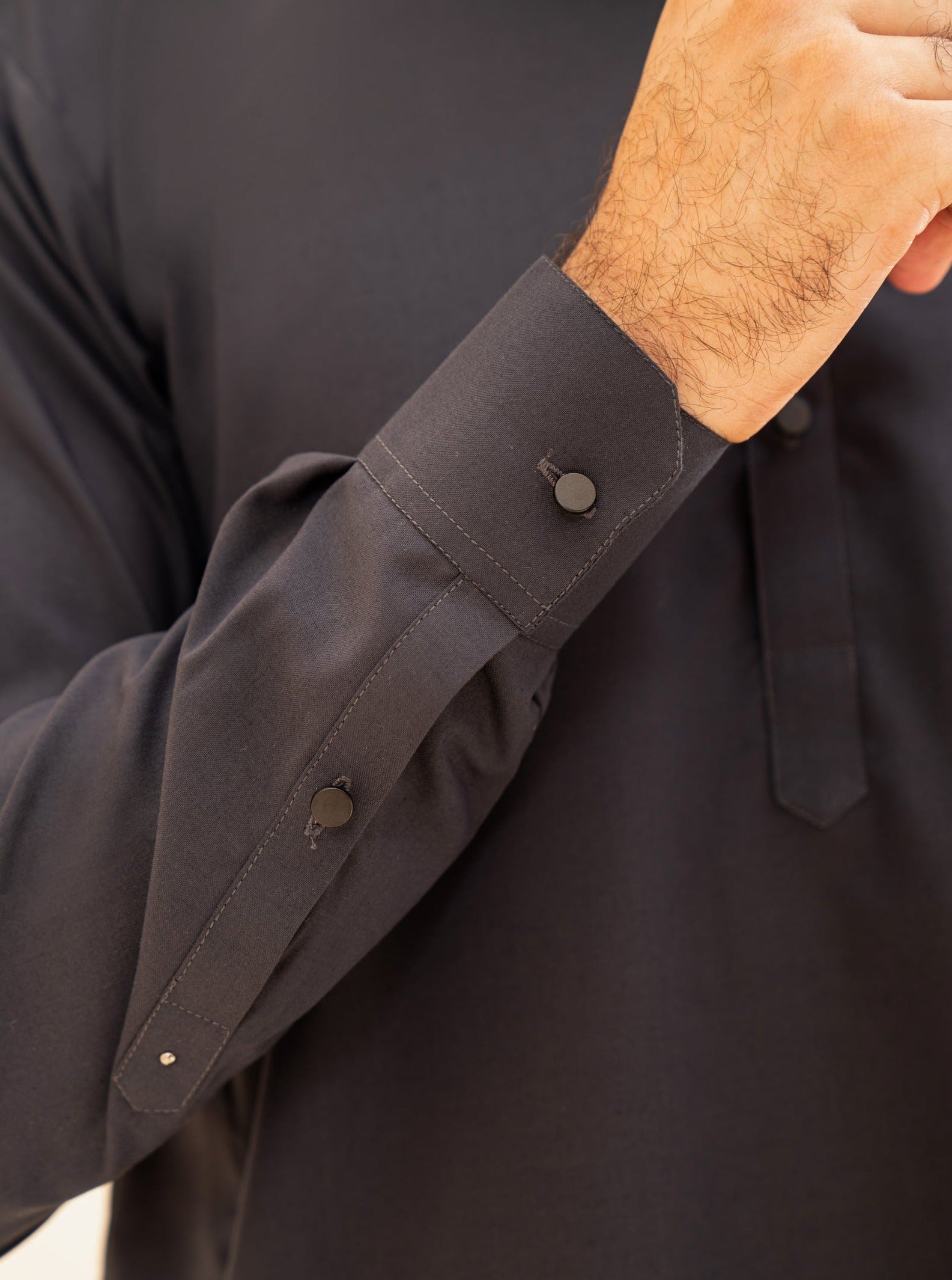 Charcoal Grey Blended Fabric Kameez Shalwar (2-Piece) - Image 6