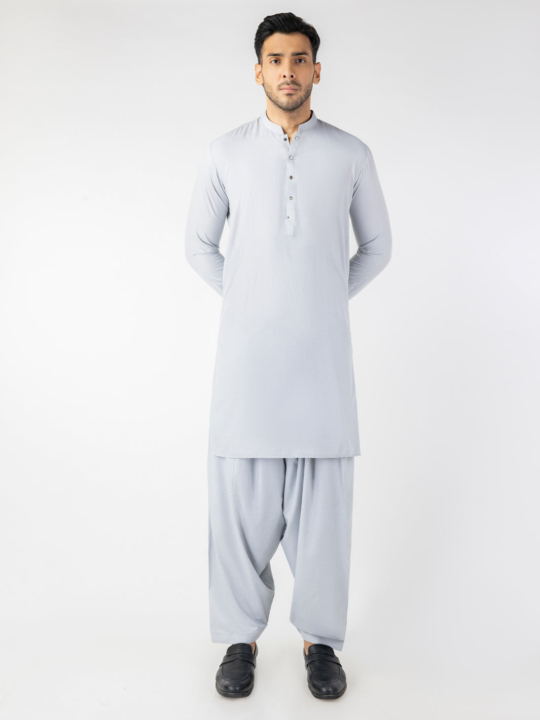Light Grey Blended Smart Fit Shalwar Kameez (2-Piece) - Image 1