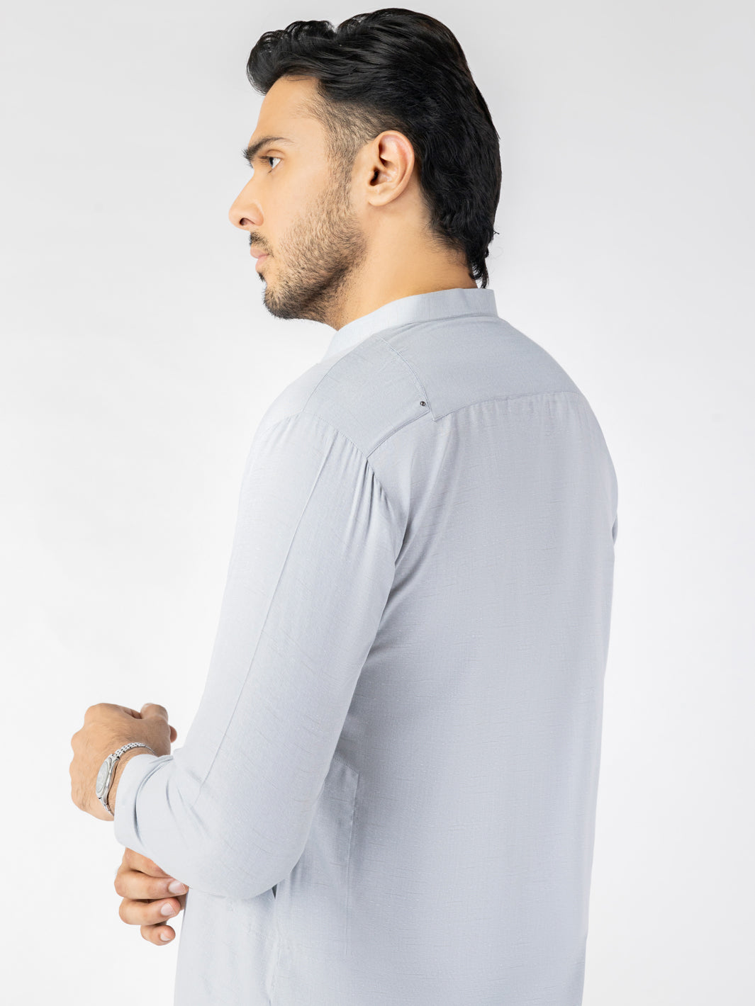 Light Grey Blended Smart Fit Shalwar Kameez (2-Piece) - Image 3