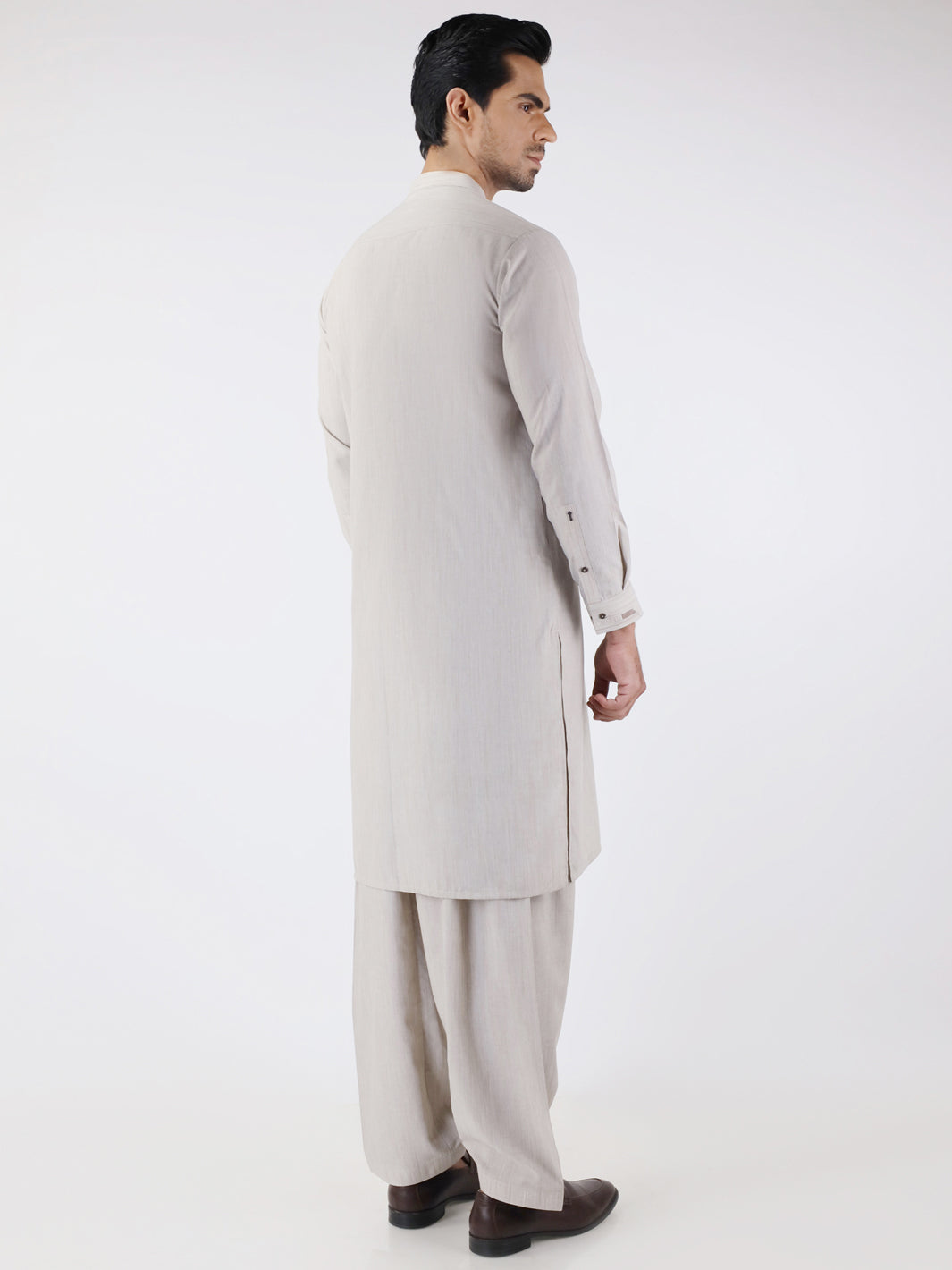 Light Grey Blended Shalwar Kameez (2-Piece) - Image 2