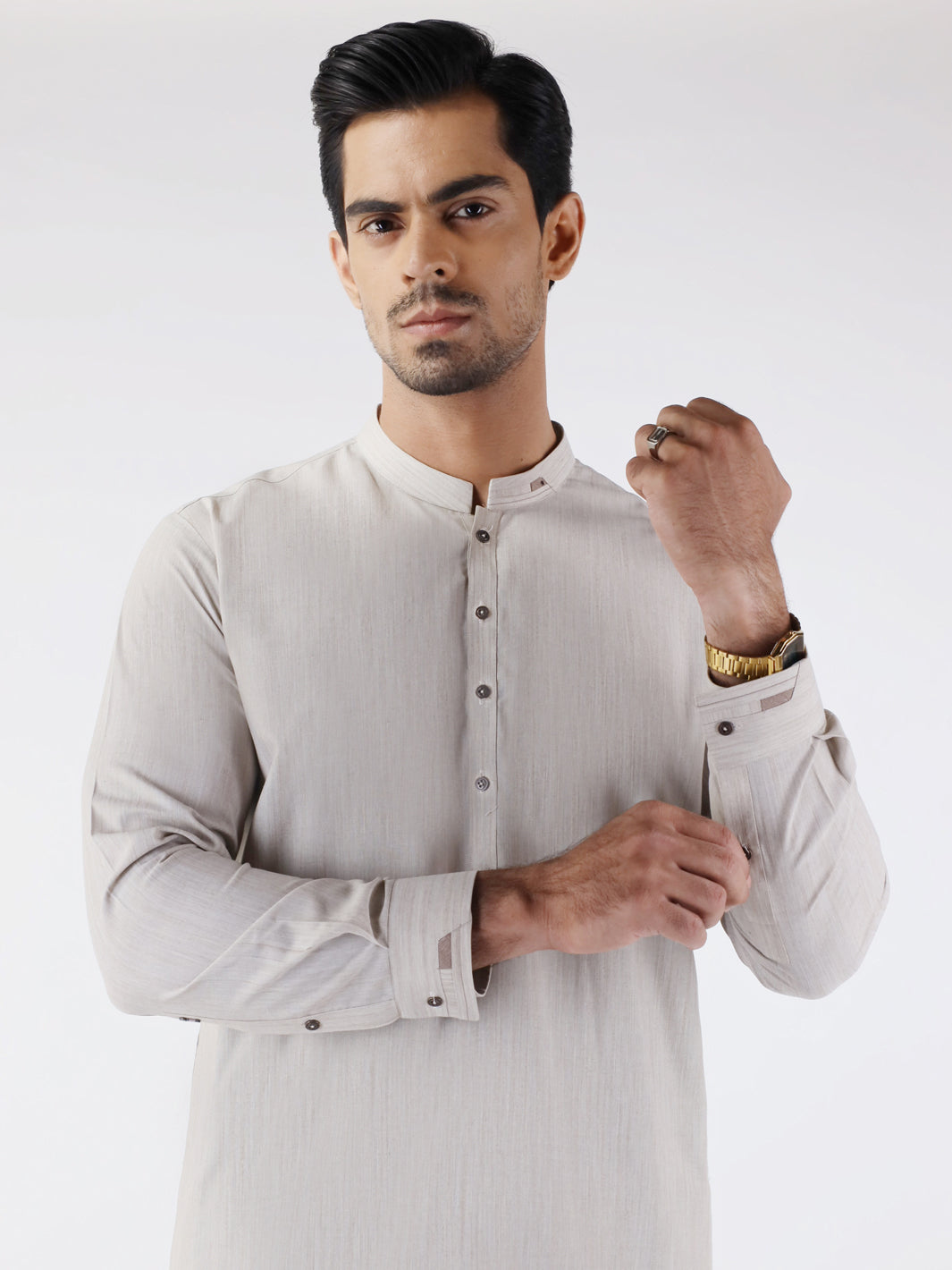 Light Grey Blended Shalwar Kameez (2-Piece) - Image 3