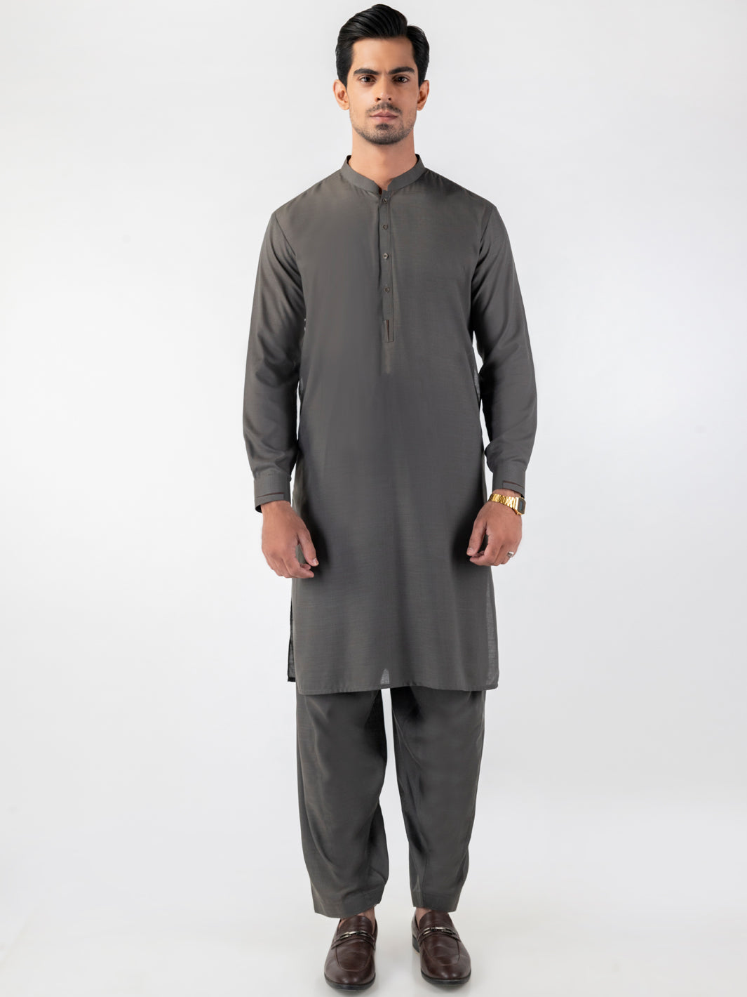 Grey Blended Kameez Shalwar (2-Piece) - Image 1