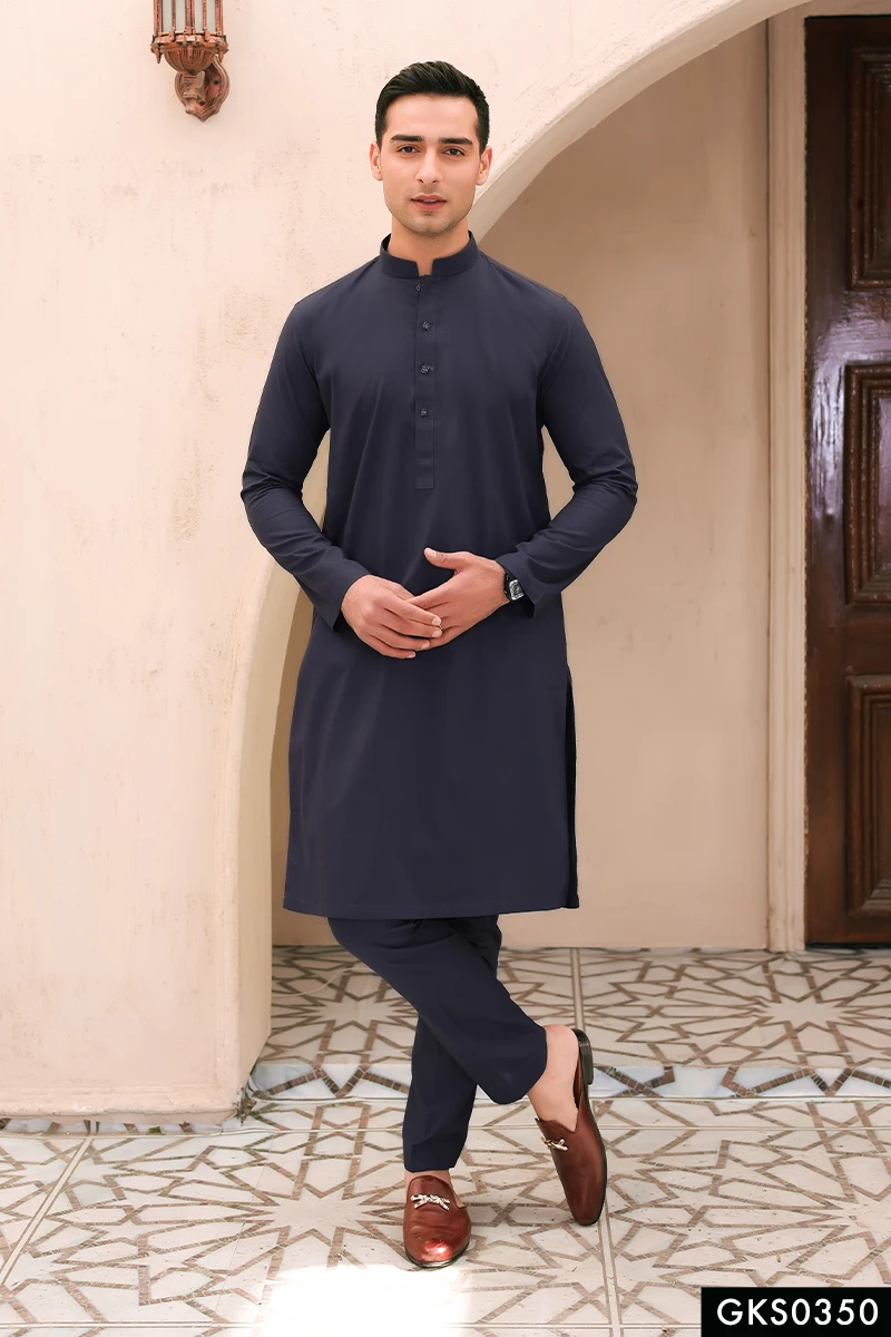 Charcoal Grey Cotton Kameez Shalwar (2-Piece) - Image 1