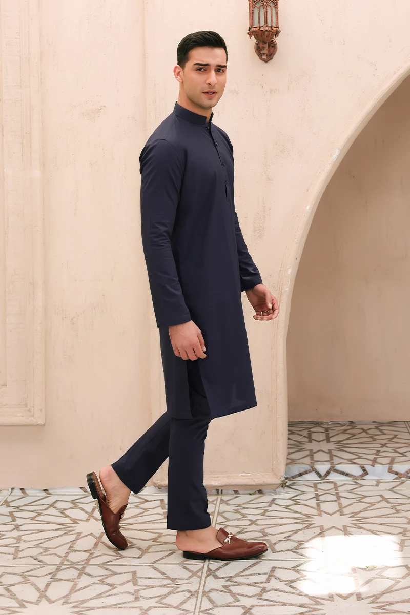 Charcoal Grey Cotton Kameez Shalwar (2-Piece) - Image 2