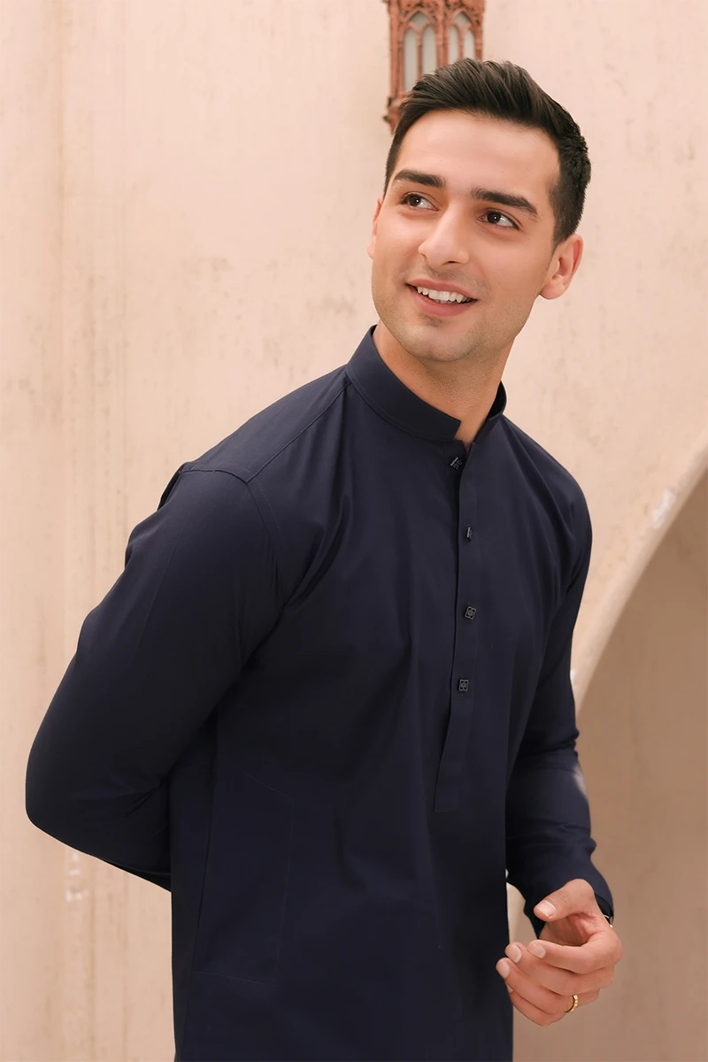 Charcoal Grey Cotton Kameez Shalwar (2-Piece) - Image 3
