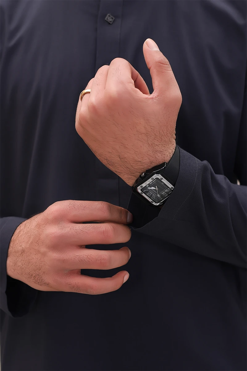 Charcoal Grey Cotton Kameez Shalwar (2-Piece) - Image 4