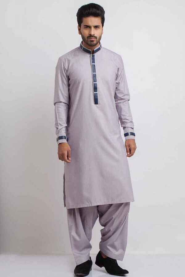 Taupe Grey Cotton Shalwar Kameez (2-Piece) - Image 1