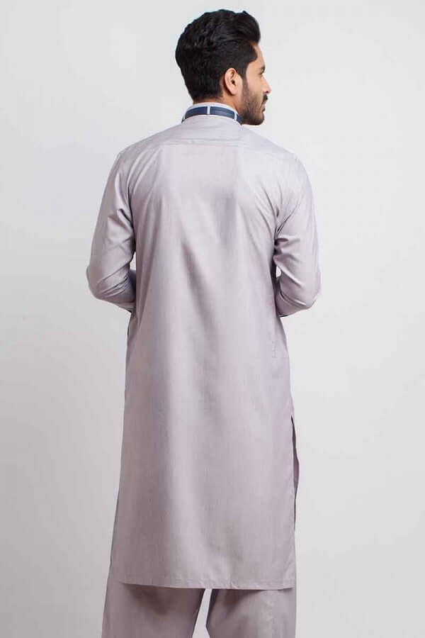 Taupe Grey Cotton Shalwar Kameez (2-Piece) - Image 2