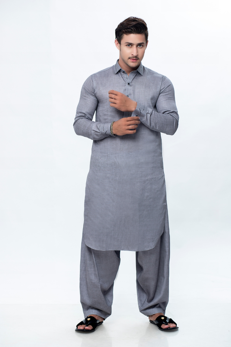 Grey Cotton Shalwar Kameez (2-Piece) - Image 1
