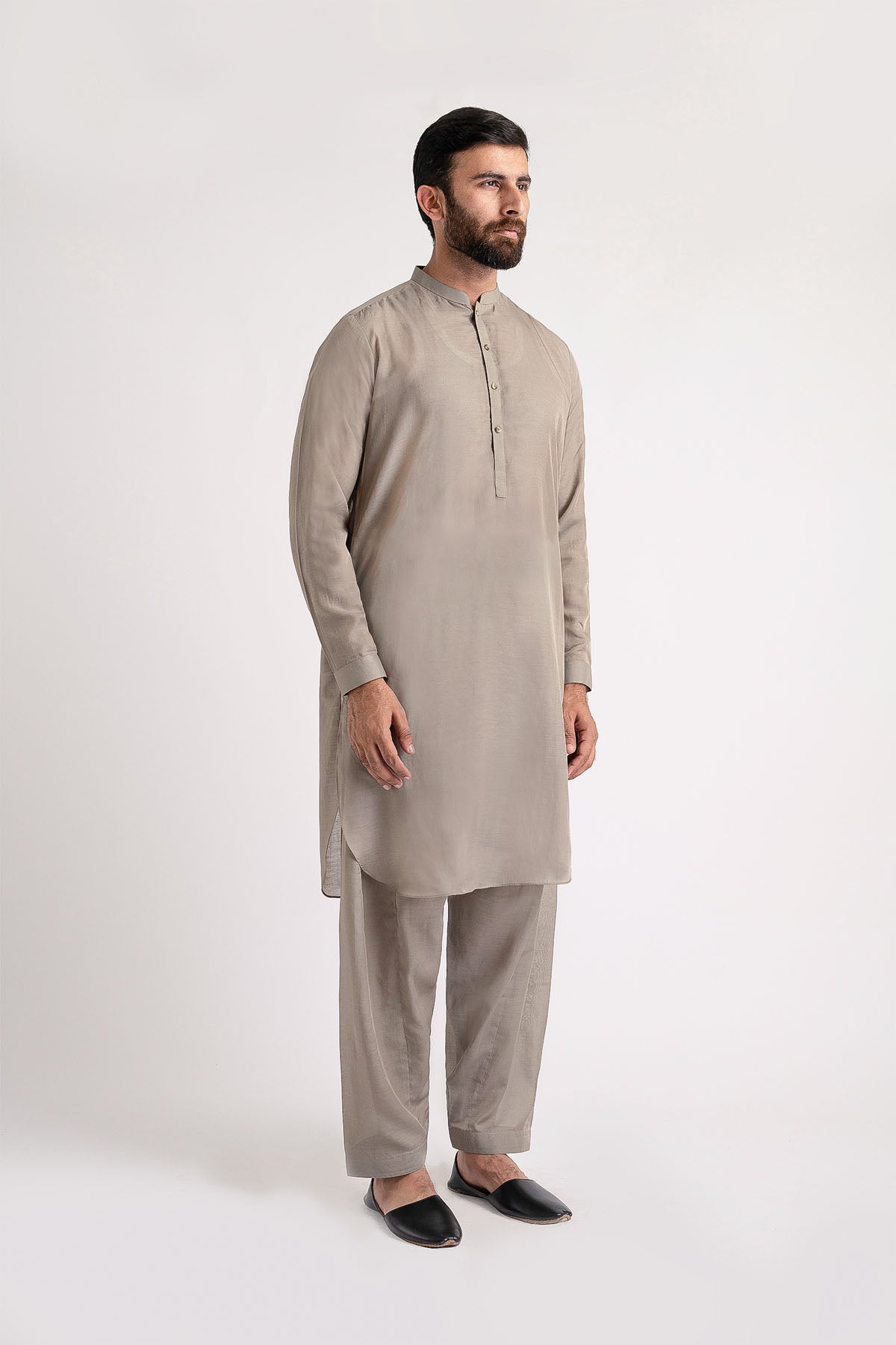 Dark Grey Crystal Karandi Shalwar Kameez (2-Piece) - Image 1