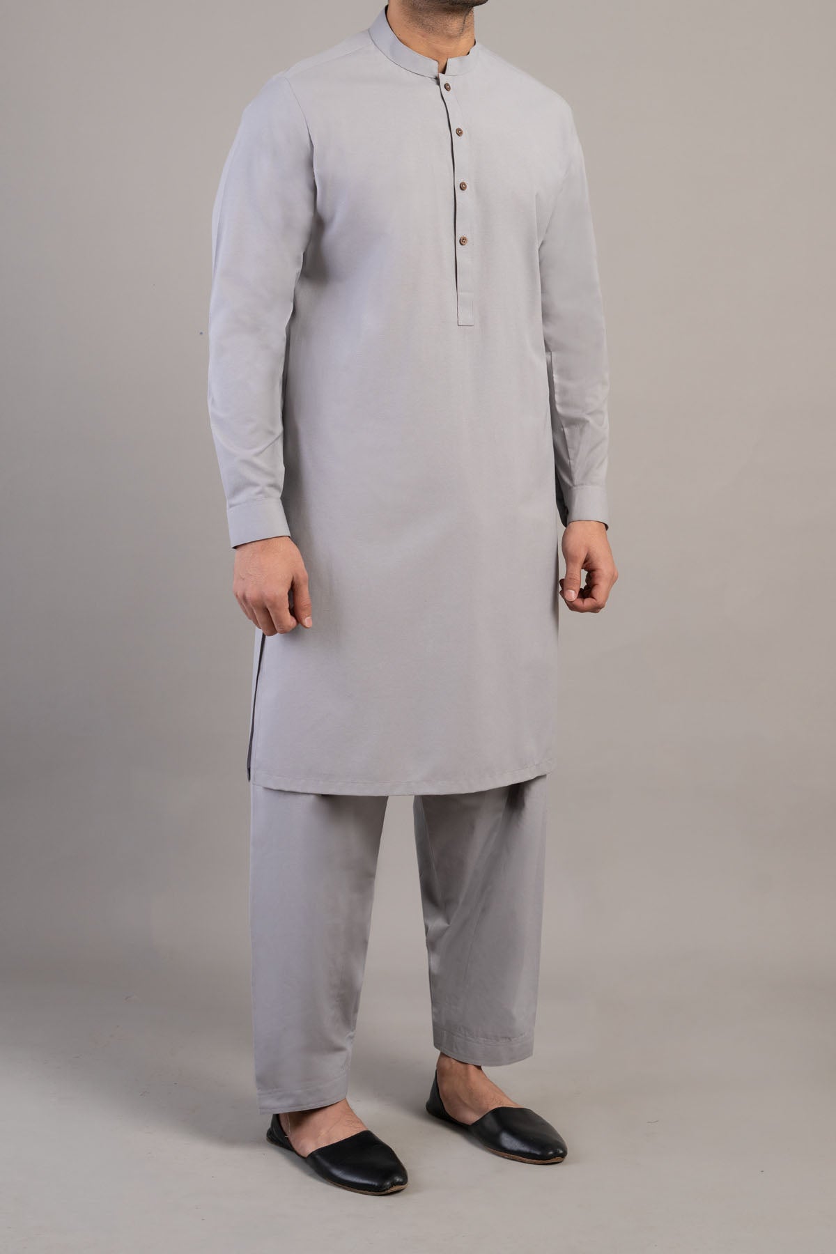 Light Grey Crystal Karandi Shalwar Kameez (2-Piece) - Image 1