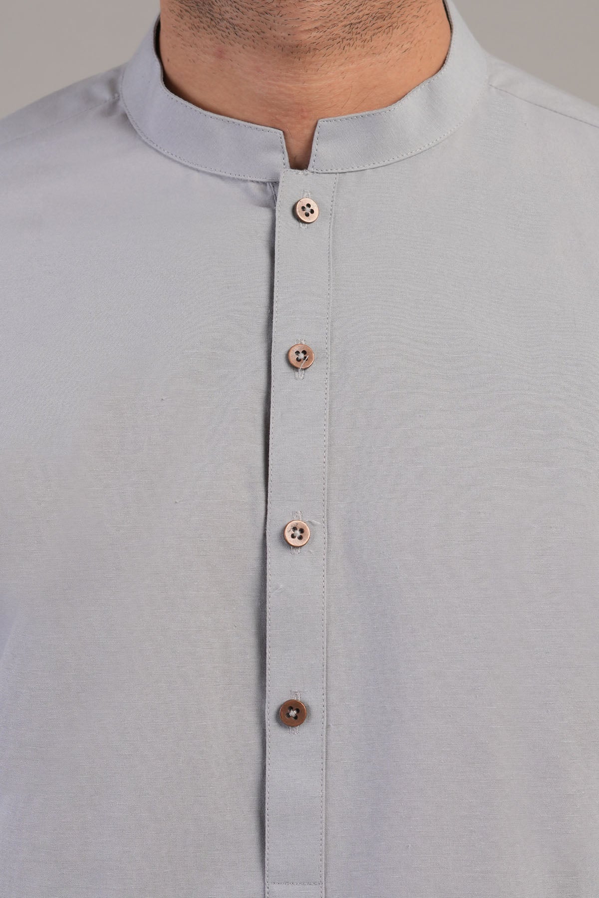 Light Grey Crystal Karandi Shalwar Kameez (2-Piece) - Image 2