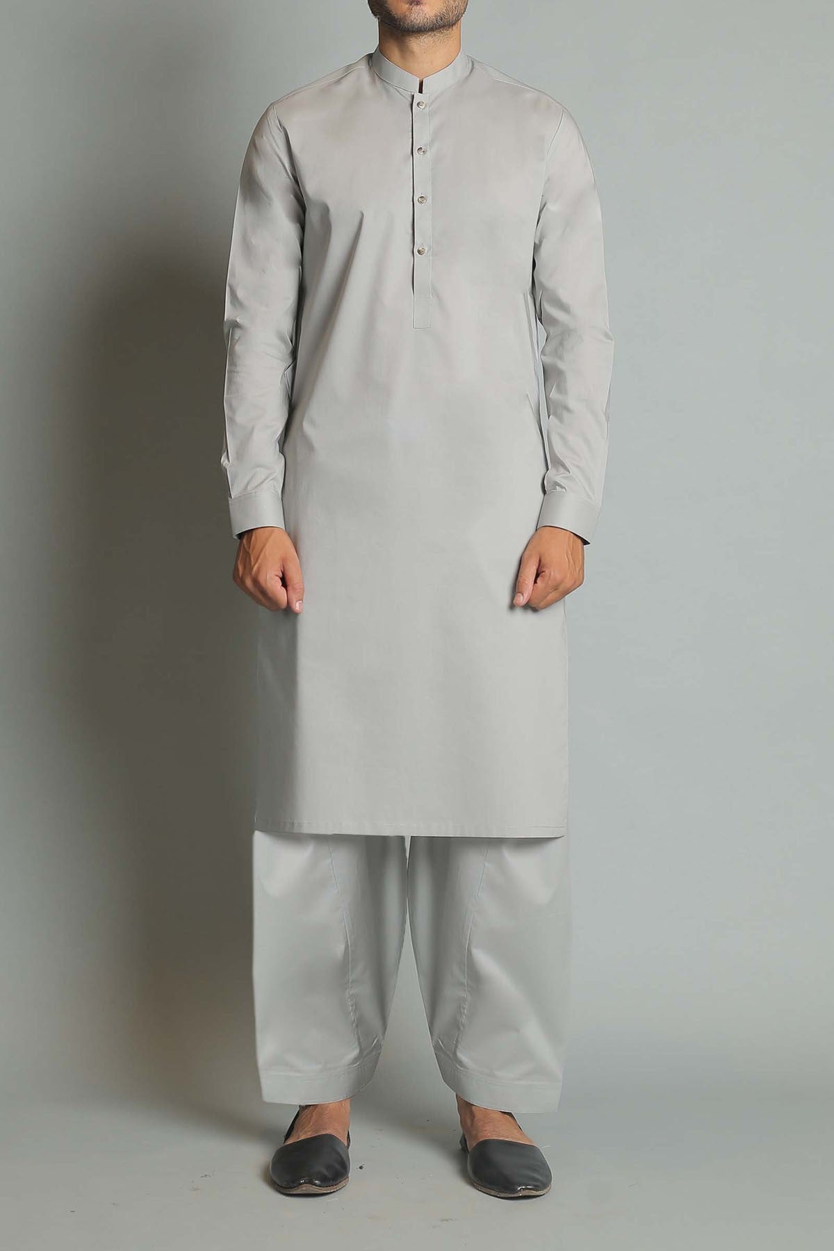 Cloud Grey Egyptian Cotton Shalwar Kameez (2-Piece) - Image 1