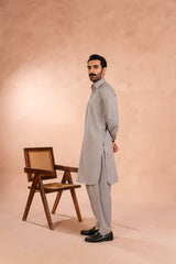 Steel Grey Blended Shalwar Kameez (2-Piece) - Image 2