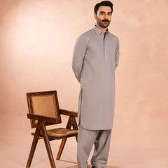 Steel Grey Blended Shalwar Kameez (2-Piece) - Image 4