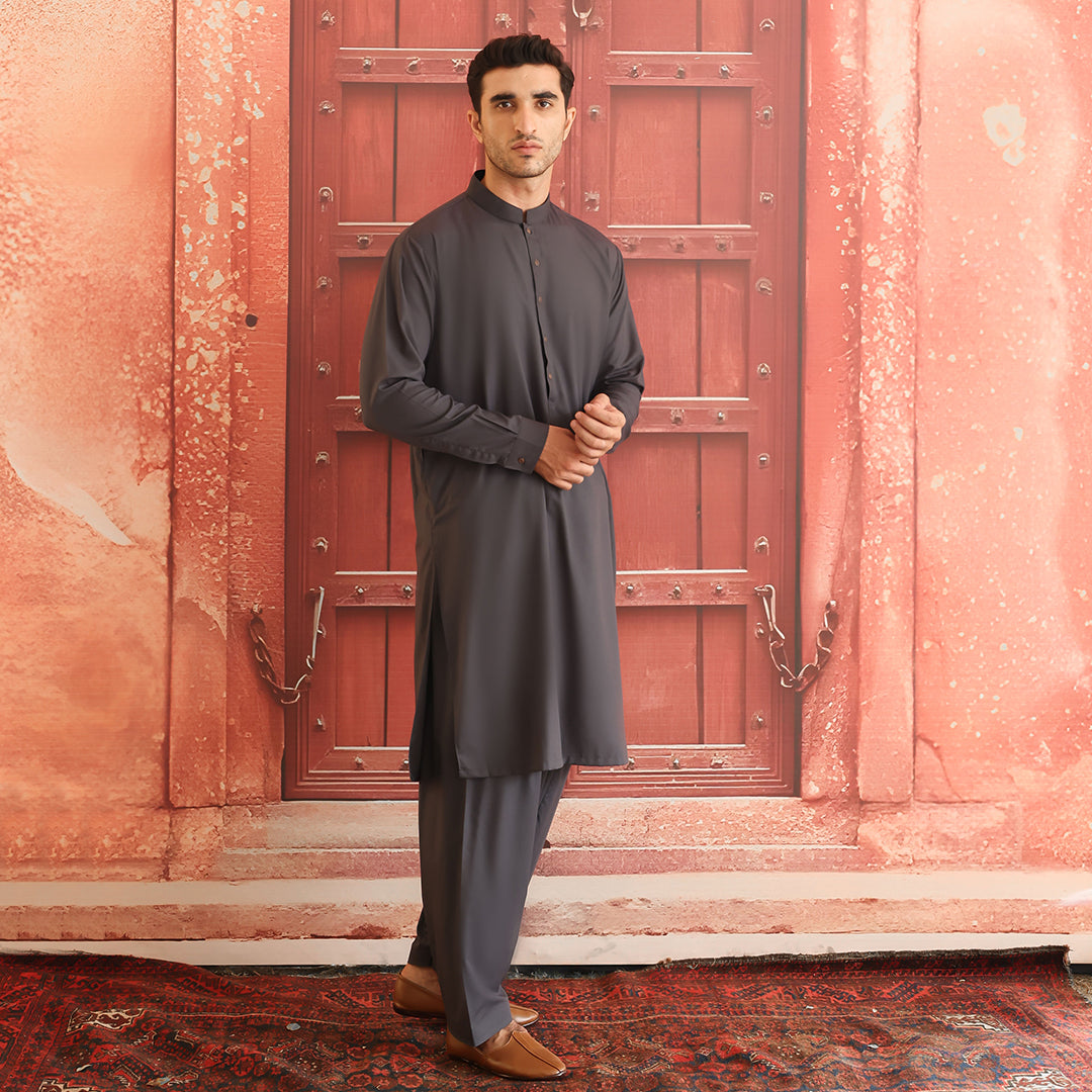 Asphalt Poly Viscose Classic Fit Shalwar Kameez (2-Piece) - Image 2