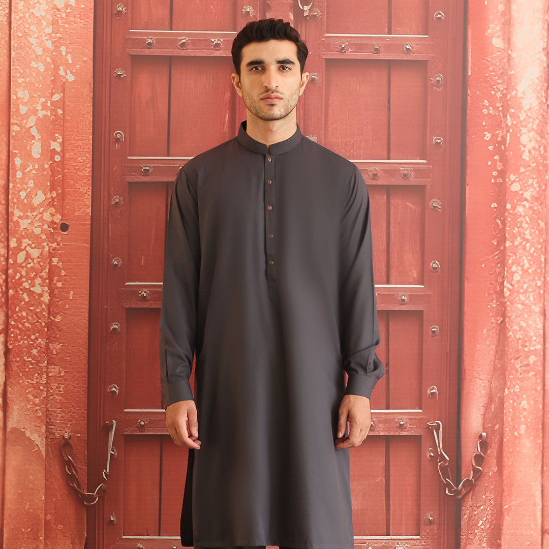 Asphalt Poly Viscose Classic Fit Shalwar Kameez (2-Piece) - Image 3