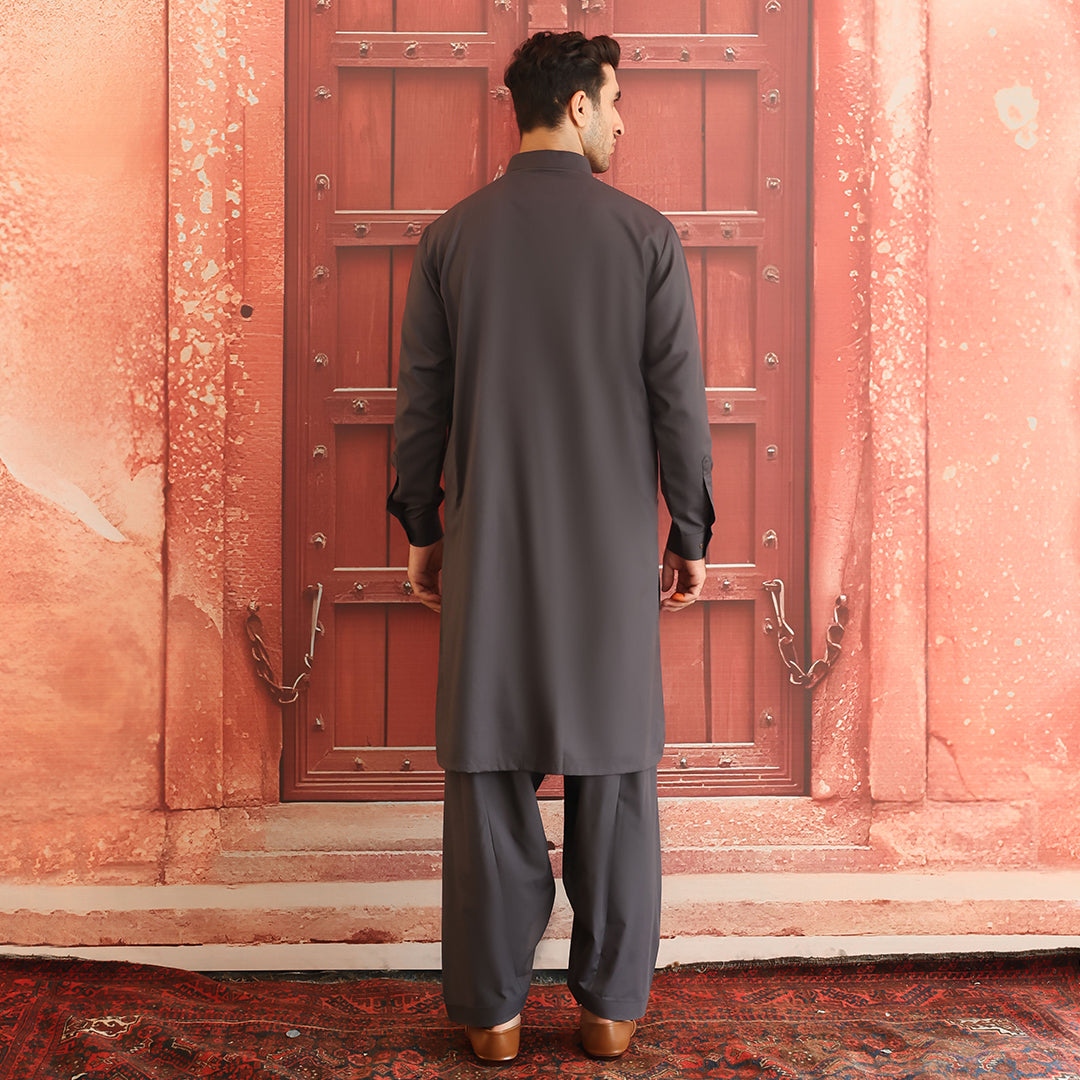 Asphalt Poly Viscose Classic Fit Shalwar Kameez (2-Piece) - Image 4