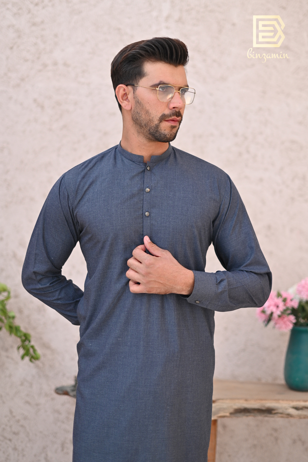 Grey Wash & Wear Men's Shalwar Kameez (2-Piece) - Image 5