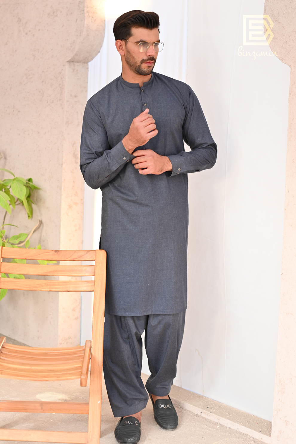Grey Wash & Wear Men's Shalwar Kameez (2-Piece) - Image 6