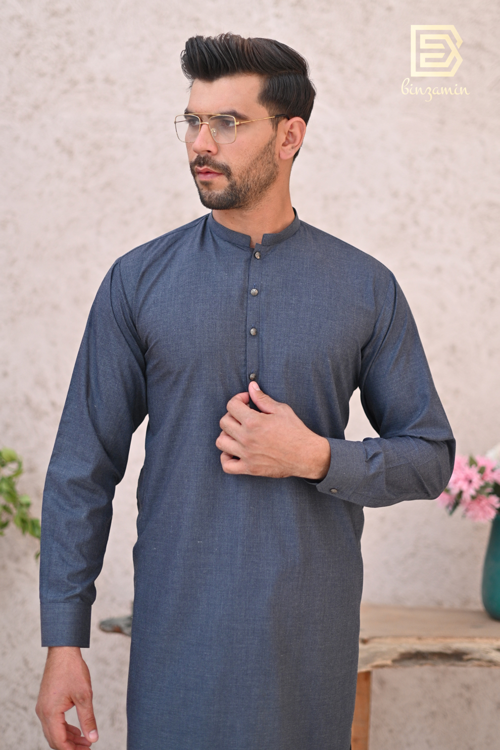 Grey Wash & Wear Men's Shalwar Kameez (2-Piece) - Image 9